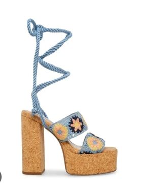 Steve Madden Blue and Cork Platform Heels